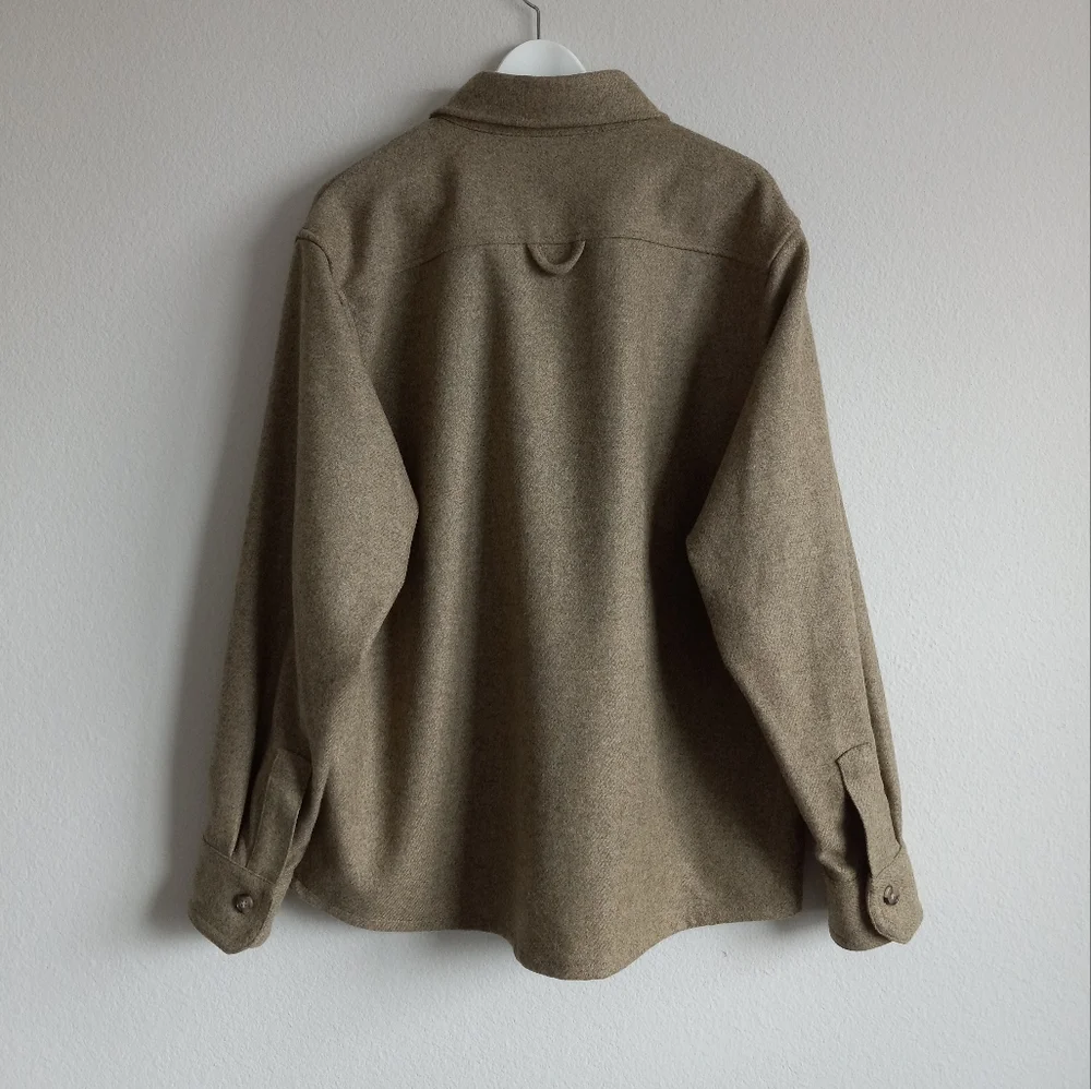 A.P.C. Men's Basile Wool Overshirt Shacket In Khaki Heather L - Picture 14 of 15